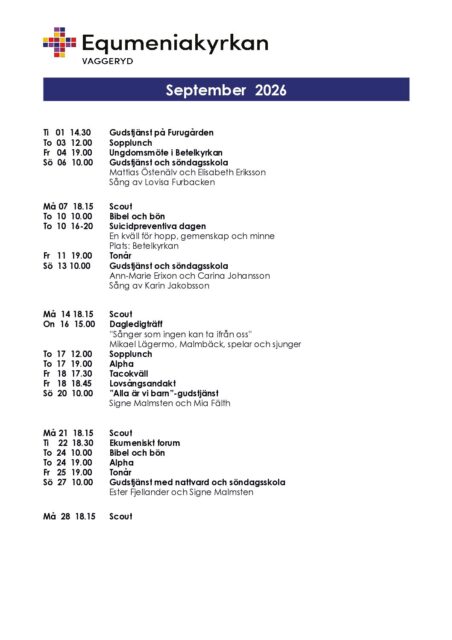 Program för september