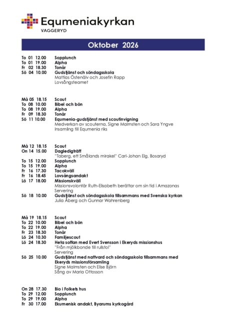 Program för oktober