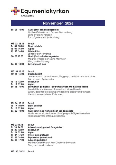 Program för november