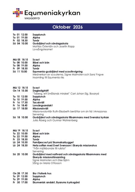Program för oktober